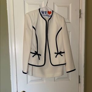 Elegant White Jacket with Black Trim